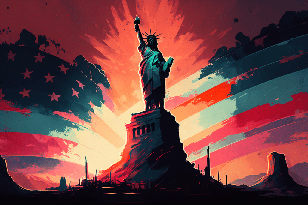 Citizen in the USA. Statue of Liberty art.